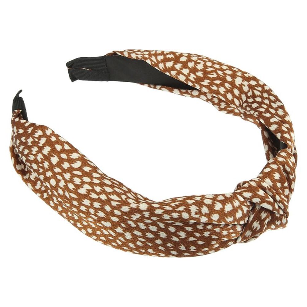 Leopard Print Top Knot Cheetah Elastic Headband Caramel Colour